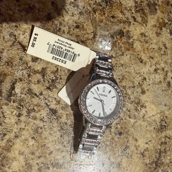 Fossil Silver Crystal-Embellished Watch - Picture 3 of 7